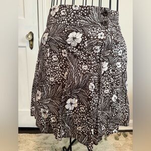 Ann Taylor Brown & White Cotton Floral Circle Skirt